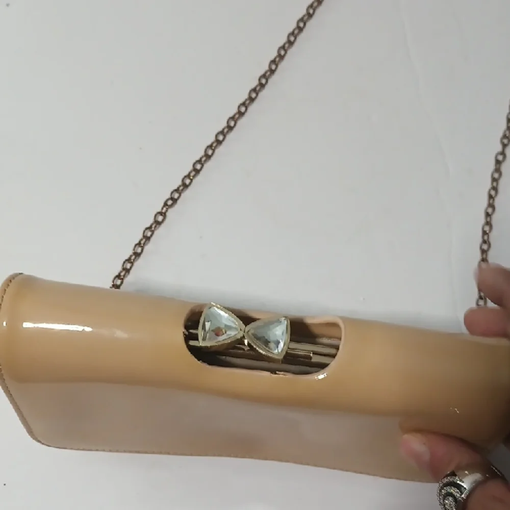 Vintage Cream Clutch with Chain Strap